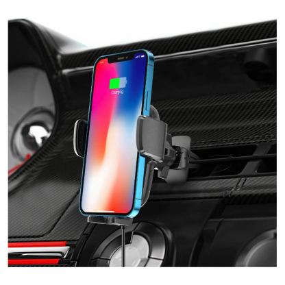 Поставка за радиатора на кола с безжично зареждане за мобилни устройства - Tech-Protect X05 Wireless Charging Car Air Vent Holder 15W (черен) 5