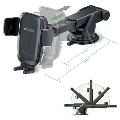 Поставка за таблото на кола с безжично зареждане за мобилни устройства - Tech-Protect X05 Wireless Charging Dash Car Holder 15W (черен) 4