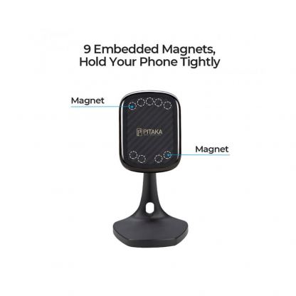 Поставка за безжично зареждане съвместима само с кейсове MagEZ за iPhone и смартфони - Pitaka MagEZ Mount Qi Desktop (черен) 3