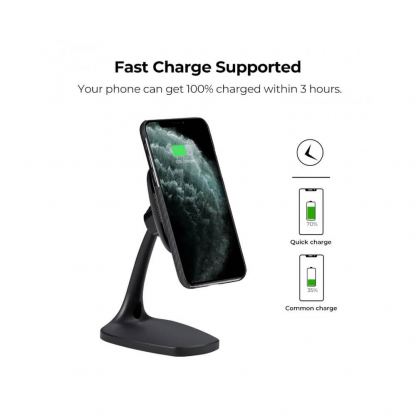 Поставка за безжично зареждане съвместима само с кейсове MagEZ за iPhone и смартфони - Pitaka MagEZ Mount Qi Desktop (черен) 4
