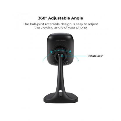 Поставка за безжично зареждане съвместима само с кейсове MagEZ за iPhone и смартфони - Pitaka MagEZ Mount Qi Desktop (черен) 5