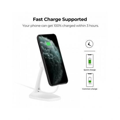 Поставка за безжично зареждане съвместима само с кейсове MagEZ за iPhone и смартфони - Pitaka MagEZ Mount Qi Desktop (бял) 4