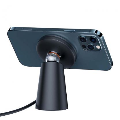 Поставка (пад) за безжично зареждане за iPhone с Magsafe (черен)  - Baseus Simple Magnetic Phone Charging Stand Wireless Charger 15W 5