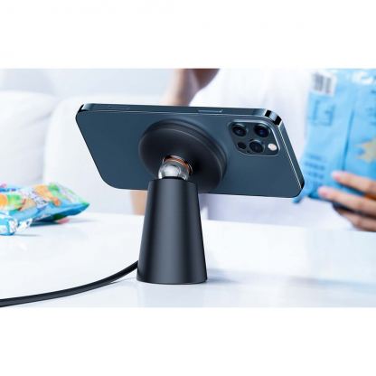 Поставка (пад) за безжично зареждане за iPhone с Magsafe (черен)  - Baseus Simple Magnetic Phone Charging Stand Wireless Charger 15W 9