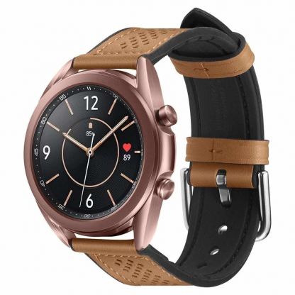 Кожена каишка за Samsung Galaxy Watch, Huawei Watch, Xiaomi, Garmin и други часовници с 20мм захват - Spigen Retro Fit Band 20mm (кафяв) 5