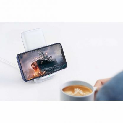 Поставка (пад) за безжично зареждане за Qi съвместими устройства - Ugreen Wireless Charger Stand 15W (бял) 4