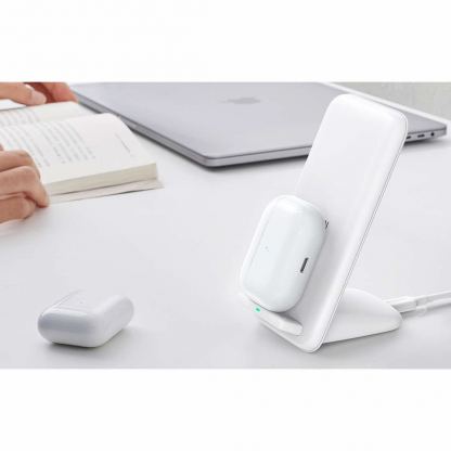 Поставка (пад) за безжично зареждане за Qi съвместими устройства - Ugreen Wireless Charger Stand 15W (бял) 5