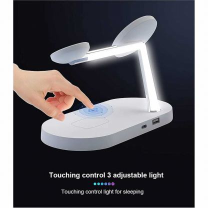 Тройна поставка (пад) за безжично зареждане за iPhone с MagSafe, Apple Watch, AirPods Pro и Qi съвместими мобилни устройства - JC 5-in-1 Wireless Charger (бял) 4