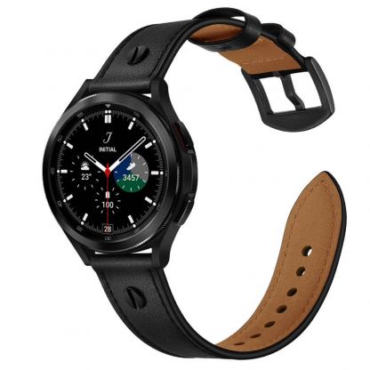 Кожена каишка от естествена кожа за Galaxy Watch, Huawei Watch, Xiaomi, Garmin и други (20мм) - Tech-Protect Leather Screw Band 20mm (черен) 2