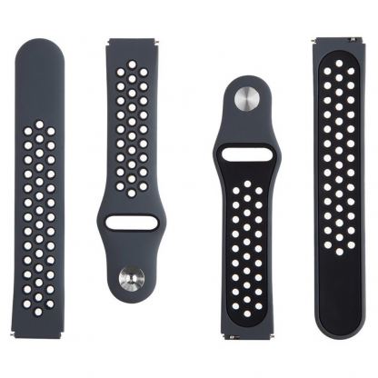 Силиконова каишка за Samsung Galaxy Watch, Huawei Watch, Xiaomi, Garmin и други часовници с 18мм захват - Tactical 803 Double Silicone Band 18mm (тъмносив) 3