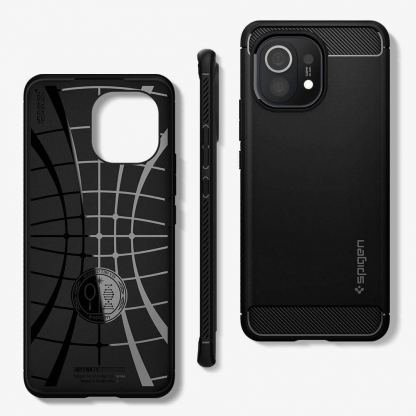 Тънък качествен силиконов (TPU) калъф за Xiaomi Mi 11 - Spigen Rugged Armor Case (черен) 10