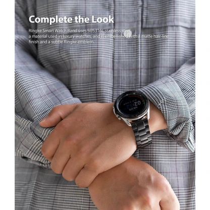 Стоманена каишка за Galaxy Watch, Huawei Watch, Xiaomi, Garmin и други (20 мм) - Ringke Metal One Classic Band 20 mm (черен) 7