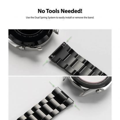 Стоманена каишка за Galaxy Watch, Huawei Watch, Xiaomi, Garmin и други (20 мм) - Ringke Metal One Classic Band 20 mm (черен) 8
