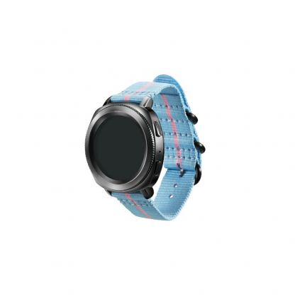 Оригинална кожена каишка за Samsung Galaxy Watch, Huawei Watch, Xiaomi, Garmin и други часовници с 20мм захват - Samsung Premium Nato Band 20mm (GP-R600BREECAF) (син) 6