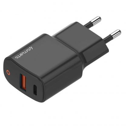 Захранване за ел. мрежа с USB, USB-C изход и технологии за бързо зареждане - 4smarts Wall Charger DoublePort 20W with Quick Charge and PD (черен) 6