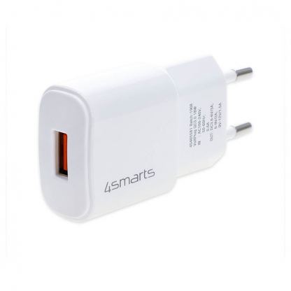Захранване за ел. мрежа с USB изход - 4smarts Wall Charger VoltPlug QC3.0 18W (бял) 2