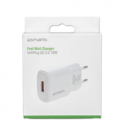 Захранване за ел. мрежа с USB изход - 4smarts Wall Charger VoltPlug QC3.0 18W (бял) 4