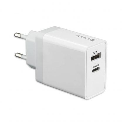 Захранване за ел. мрежа с USB-A изход и USB-C изход (30W) - 4smarts Wall Charger VoltPlug PD 30W (бял) 2