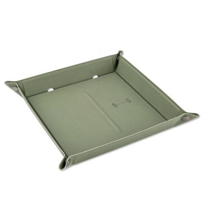 Настолен органайзер с поставка (пад) за безжично зареждане за Qi съвместими устройства - 4smarts Pocket Tray Organizer, 15W (зелен) 8