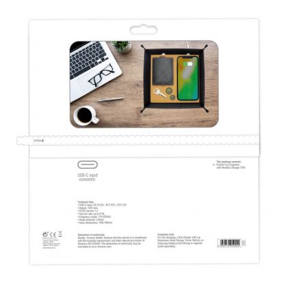 Настолен органайзер с поставка (пад) за безжично зареждане за Qi съвместими устройства - 4smarts Pocket Tray Organizer, 15W (сив) 5