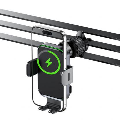 Поставка за радиатора на кола с безжично зареждане за Qi съвместими смартфони - Acefast D17 Wireless Charger Car Vent Mount 15W (черен) 4