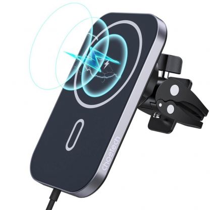 Поставка за радиатора на кола с безжично зареждане за iPhone с Magsafe - Choetech Magsafe Wireless Charger Car Mount 15W (черен) 2