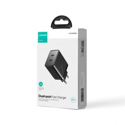 Захранване за ел. мрежа смартфони и таблети с 2xUSB-C изхода и с технология за бързо зареждане - Joyroom Dual Travel Wall Charger USB-C 40W PD (черен) 5