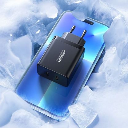 Захранване за ел. мрежа смартфони и таблети с 2xUSB-C изхода и с технология за бързо зареждане - Joyroom Dual Travel Wall Charger USB-C 40W PD (черен) 11