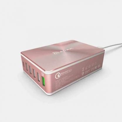 Захранване за ел. мрежа за лаптопи, смартфони и таблети с 5xUSB-A и 1xUSB-C изходи с технология за бързо зарежданe - Adam Elements Omnia PA601 Desktop Charging Station 81W (розовo злато) 4