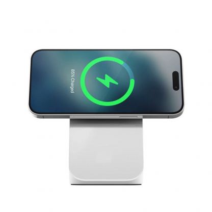 Поставка (пад) за безжично зареждане за iPhone с Magsafe - Nomad Stand One Magnetic Wireless Qi Charging Stand 15W (бял) 3