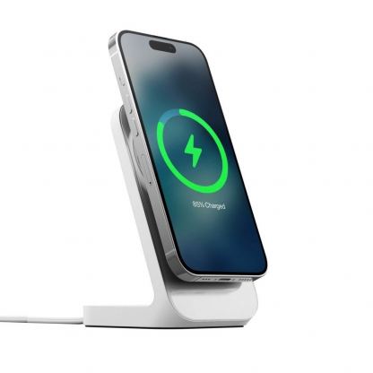 Поставка (пад) за безжично зареждане за iPhone с Magsafe - Nomad Stand One Magnetic Wireless Qi Charging Stand 15W (бял) 4