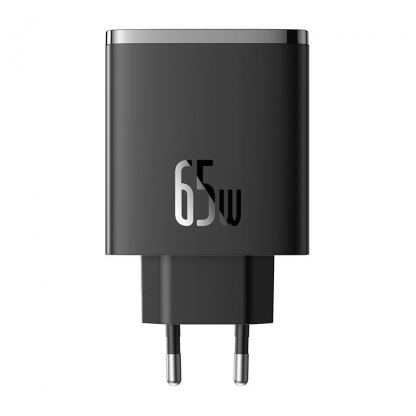 Захранване за ел. мрежа за лаптопи, смартфони и таблети с 2xUSB-C и 1xUSB-A изходи с технология за бързо зареждане - Baseus GaN 5 Cube Pro Charger 65W (P10152301113-00) (черен) 2