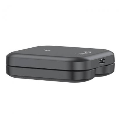 Сгъваема тройна поставка (пад) за безжично зареждане за iPhone, Apple Watch, AirPods и Qi съвместими мобилни устройства - Budi 3-in-1 Wireless Charger 15W (черен) 6