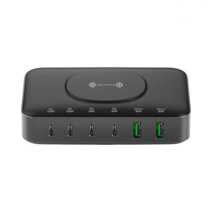 Захранване за ел. мрежа с 4xUSB-C PD изхода и 2xUSB изходa - 4Smarts 7in1 GaN PD Wireless Charging Station 100W (черен) 3
