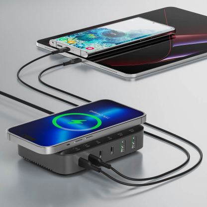 Захранване за ел. мрежа с 4xUSB-C PD изхода и 2xUSB изходa - 4Smarts 7in1 GaN PD Wireless Charging Station 100W (черен) 5