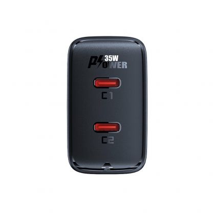 Захранване за ел. мрежа с 2xUSB-C PD изходи с технология за бързо зареждане (черен)  - Acefast A49 GaN Wall Charger Dual USB-C 35W PD 4