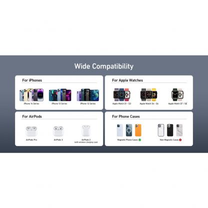 Тройна поставка (пад) за безжично зареждане за iPhone с MagSafe, Apple Watch, AirPods и Qi съвместими мобилни устройства - Anker 3in1 Cube with MagSafe 15W (черен) 5