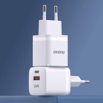 Захранване за ел. мрежа с USB-A и USB-C изходи и технология за бързо зареждане - Dudao A13Pro GaN Fast Wall Charger 33W (бял) 2