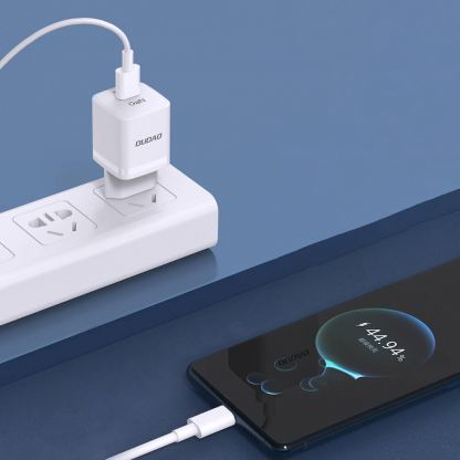 Захранване за ел. мрежа с USB-A и USB-C изходи и технология за бързо зареждане - Dudao A13Pro GaN Fast Wall Charger 33W (бял) 3