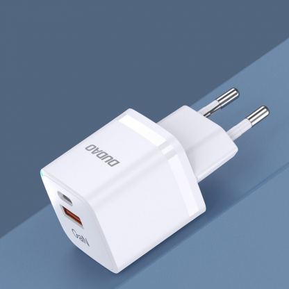 Захранване за ел. мрежа с USB-A и USB-C изходи и технология за бързо зареждане - Dudao A13Pro GaN Fast Wall Charger 33W (бял) 6