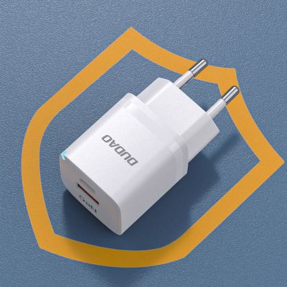 Захранване за ел. мрежа с USB-A и USB-C изходи и технология за бързо зареждане - Dudao A13Pro GaN Fast Wall Charger 33W (бял) 7