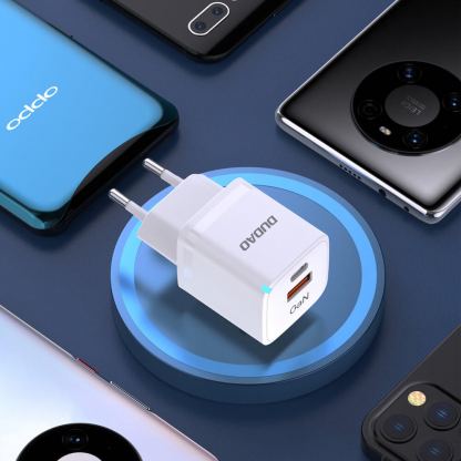 Захранване за ел. мрежа с USB-A и USB-C изходи и технология за бързо зареждане - Dudao A13Pro GaN Fast Wall Charger 33W (бял) 8