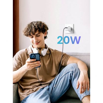 Захранване за ел. мрежа с USB-C изход с технология за бързо зареждане (бял)  - Ugreen Nexode Mini GaN Fast Wall Charger 20W 8