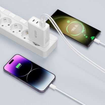 Захранване за ел. мрежа за лаптопи, смартфони и таблети с 3xUSB-C и 1xUSB-A изходи с технология за бързо зареждане - Tech-Protect GaN Fast Wall Charger 100W (черен) 4