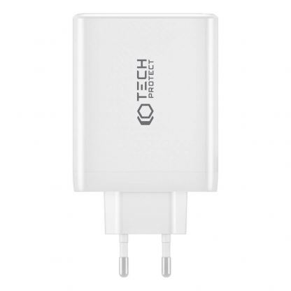 Захранване за ел. мрежа за лаптопи, смартфони и таблети с 3xUSB-C и 1xUSB-A изходи с технология за бързо зареждане - Tech-Protect GaN Fast Wall Charger 100W (бял) 3