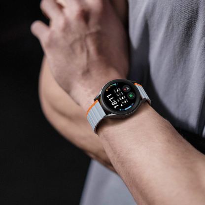 Магнитна силиконова каишка за Samsung Galaxy Watch, Huawei Watch, Xiaomi, Garmin и други часовници с 22мм захват - Dux Ducis Silicone Magnetic Strap 22mm (LD Version) (сив-оранжев) 3