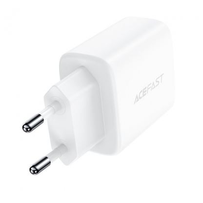 Захранване за ел. мрежа с USB-A и USB-C изходи и технология за бързо зареждане - Acefast Dual Wall Charger 20W (бял) 12