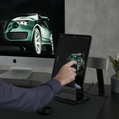 Изключително здрава настолна поставка с магнит за iPad и други таблети и пад за безжично зареждане на Qi съвместими устройства - Pitaka MagEZ Tablet Stand and Wireless Charger (черен) 6
