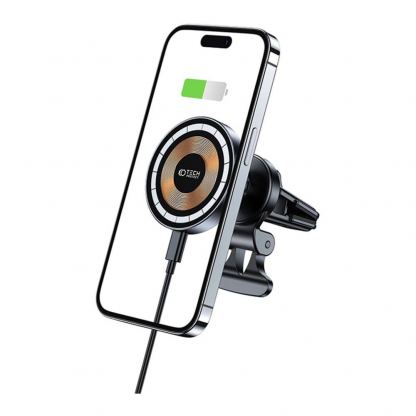 Поставка за радиаторa на кола с безжично зареждане за iPhone с Magsafe - Tech-Protect MagMat MagSafe Vent Car Mount 15W (черен) 2