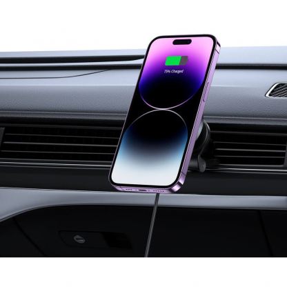 Поставка за радиаторa на кола с безжично зареждане за iPhone с Magsafe - Tech-Protect MagMat MagSafe Vent Car Mount 15W (черен) 7